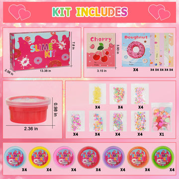 28 Pack Butter Slime Kit Diy Slime Toys For Kids Party Favor Supplies With Love, Lollipop, Candy, Cherry, Donut And Ice Cream,So