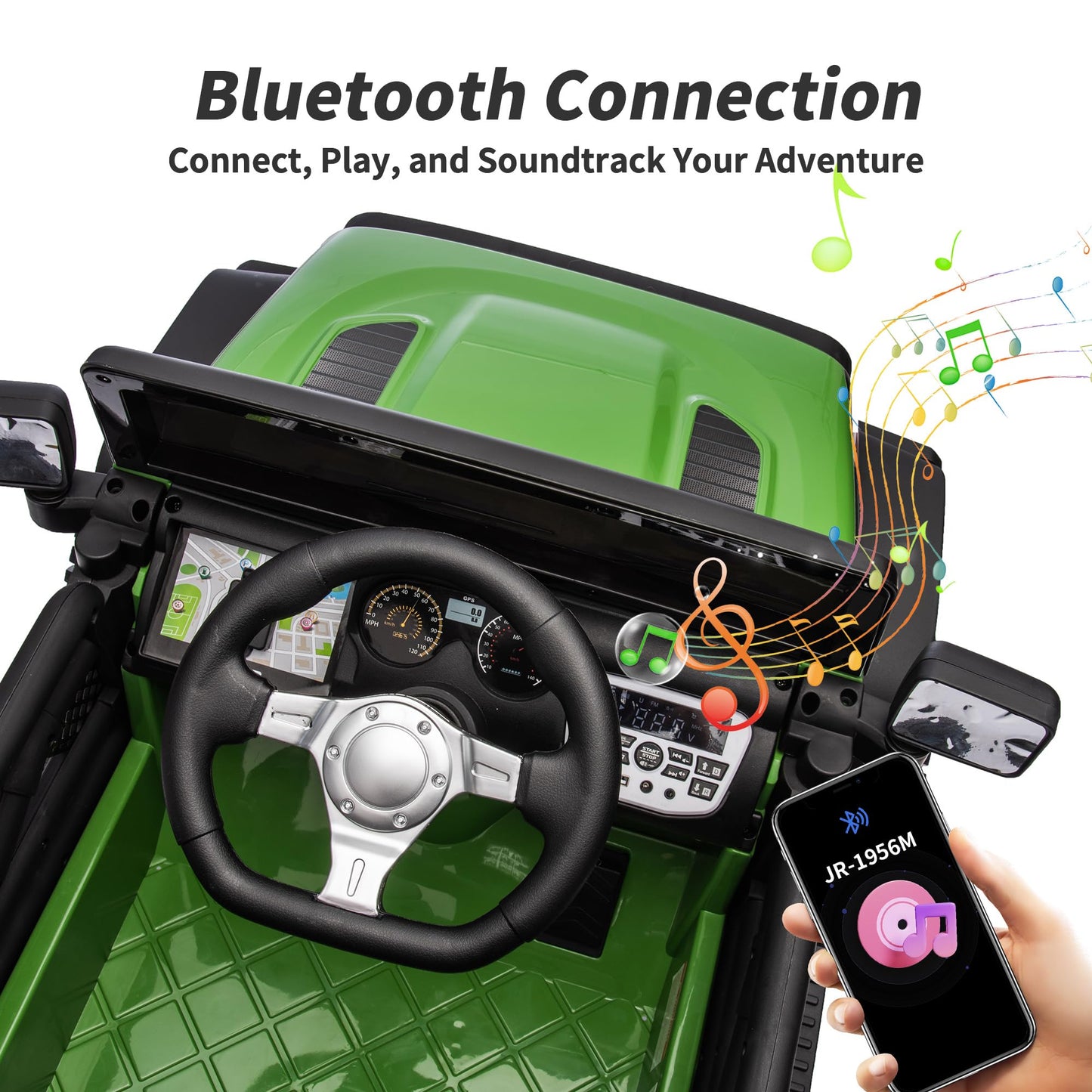Hikiddo 24V Kids Ride On Car, Kids Electric Vehicles Car Ride On Toy Truck For Toddlers W/Remote Control, 400W Motor - Green