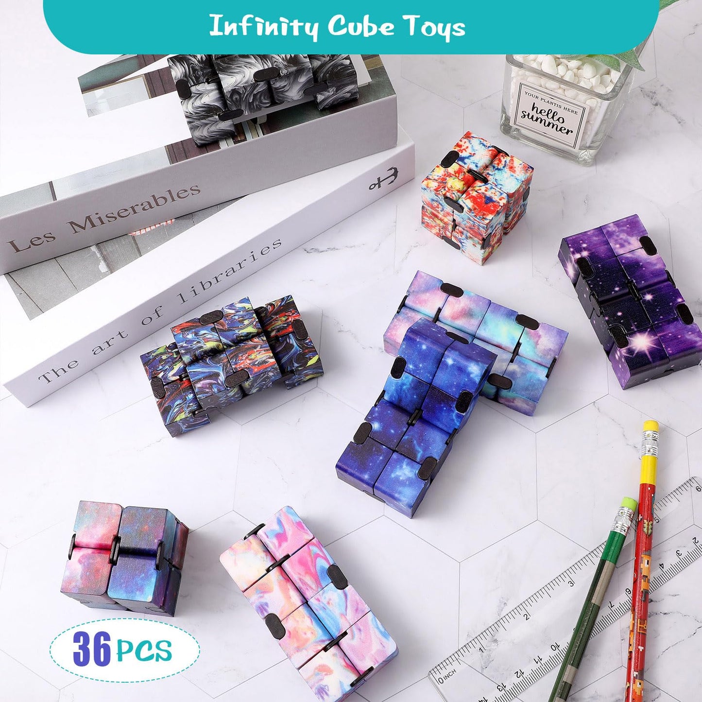 24 Pieces Cubes Toys Mini Blocks Cube Bulk Gadget Sensory Toy Hand Held Blocks Finger Gadget Gift For Adults Anxiety Stress Relief Game(Starry Style)