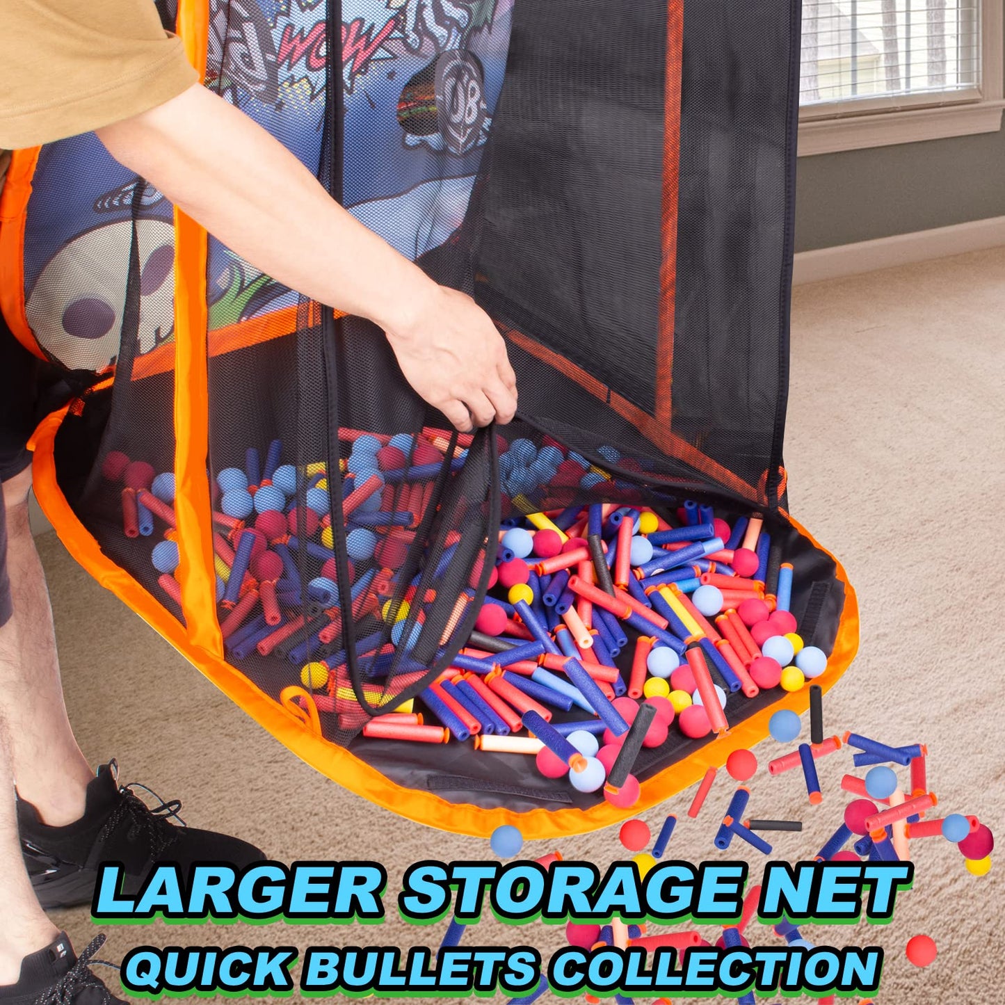 Quanquer Toy Foam Blaster Shooting Practice Target For Nerf Toy Blasters - Zombie Shooting Target Toy Game With Net - Ideal Shooting Games Toy Gift For Boys Girls Indoor Outdoor Activity