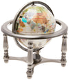 Unique Art 10-Inch Tall Pearl Swirl Ocean Gemstone World Globe With 4 Leg Silver Stand,White