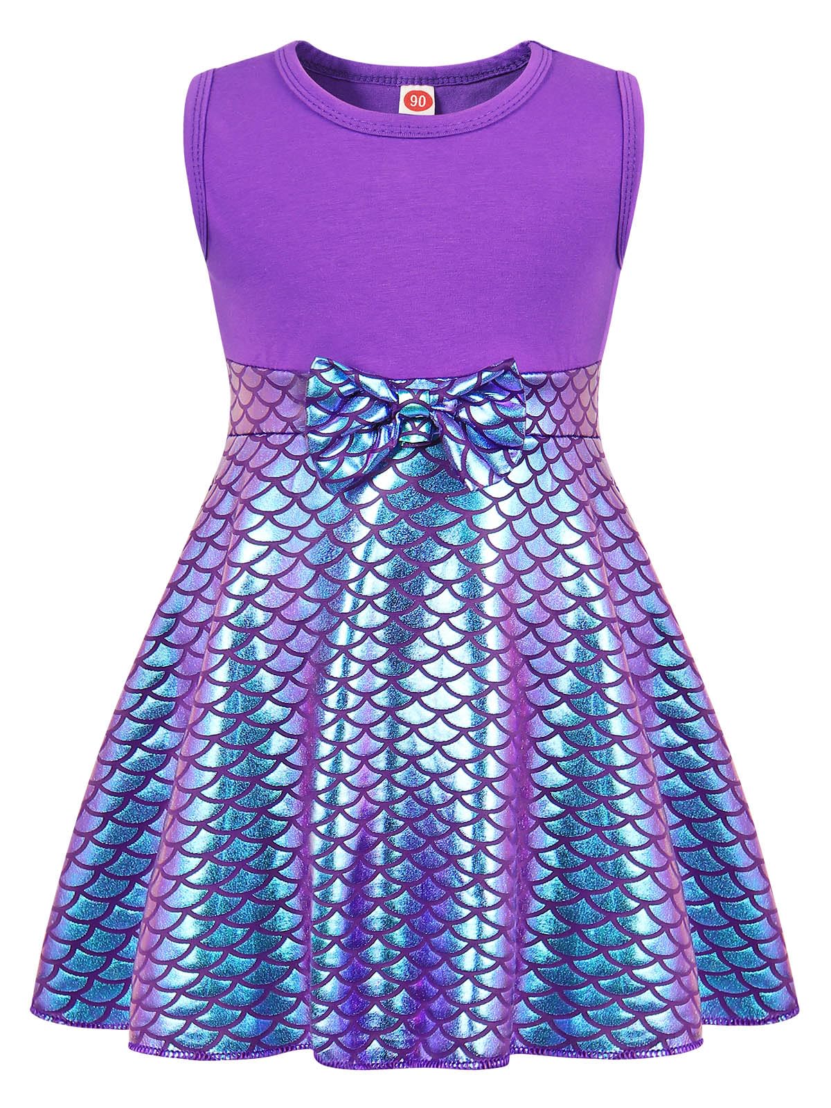 Henzworld Mermaid Birthday Outfit Ariel Costume For Girls Princess Party Dress Up Clothes Vestido De Sirena Para Niña,1-2T Purple