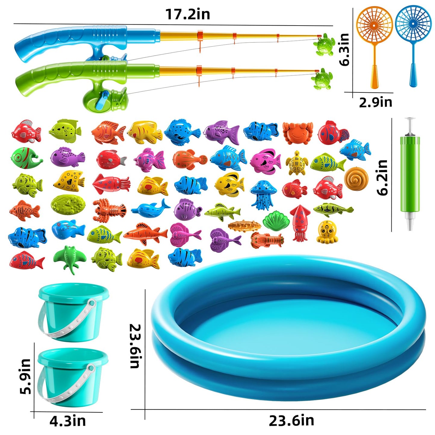 Temi Magnet Fishing Game Toy For Kids 3 4 5 6 7 Years Old, Small Pool Toys For Child Ages 4-8, Kids Water Toys Indoor And Outdoor, Summer Toys For Boy And Girls, Gifts For Holiday