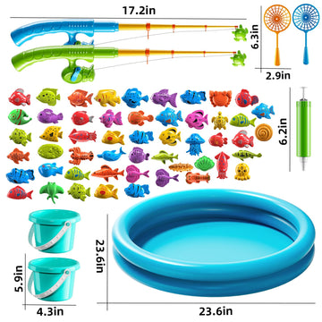 Temi Magnet Fishing Game Toy For Kids 3 4 5 6 7 Years Old, Small Pool Toys For Child Ages 4-8, Kids Water Toys Indoor And Outdoor, Summer Toys For Boy And Girls, Gifts For Holiday