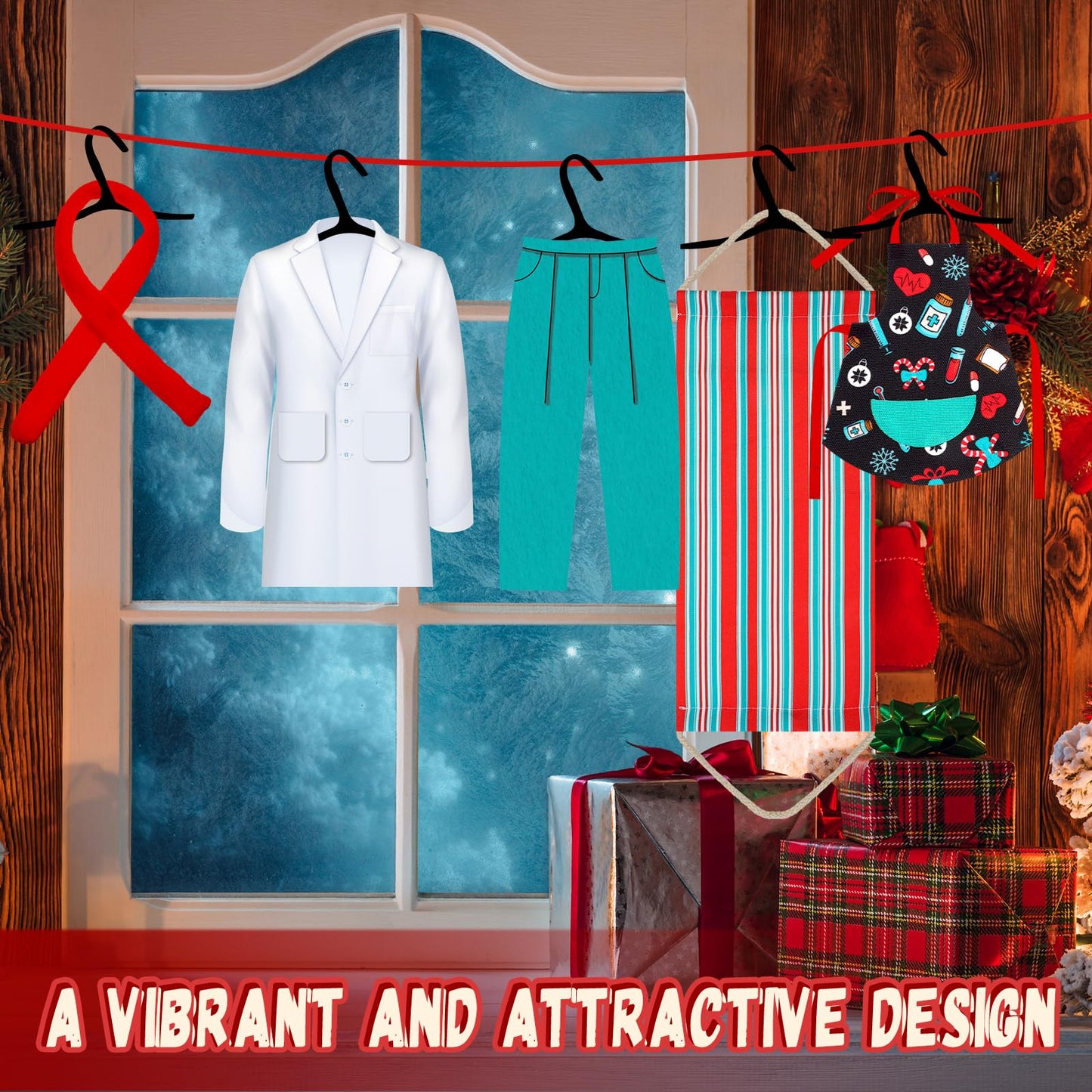 Suhine 21 Pcs Christmas Elf Doll Accessories Set Include Elf Hammock Pillow Eye Patch Glasses Chef Hat Apron Scarf Shoes Swim Ri