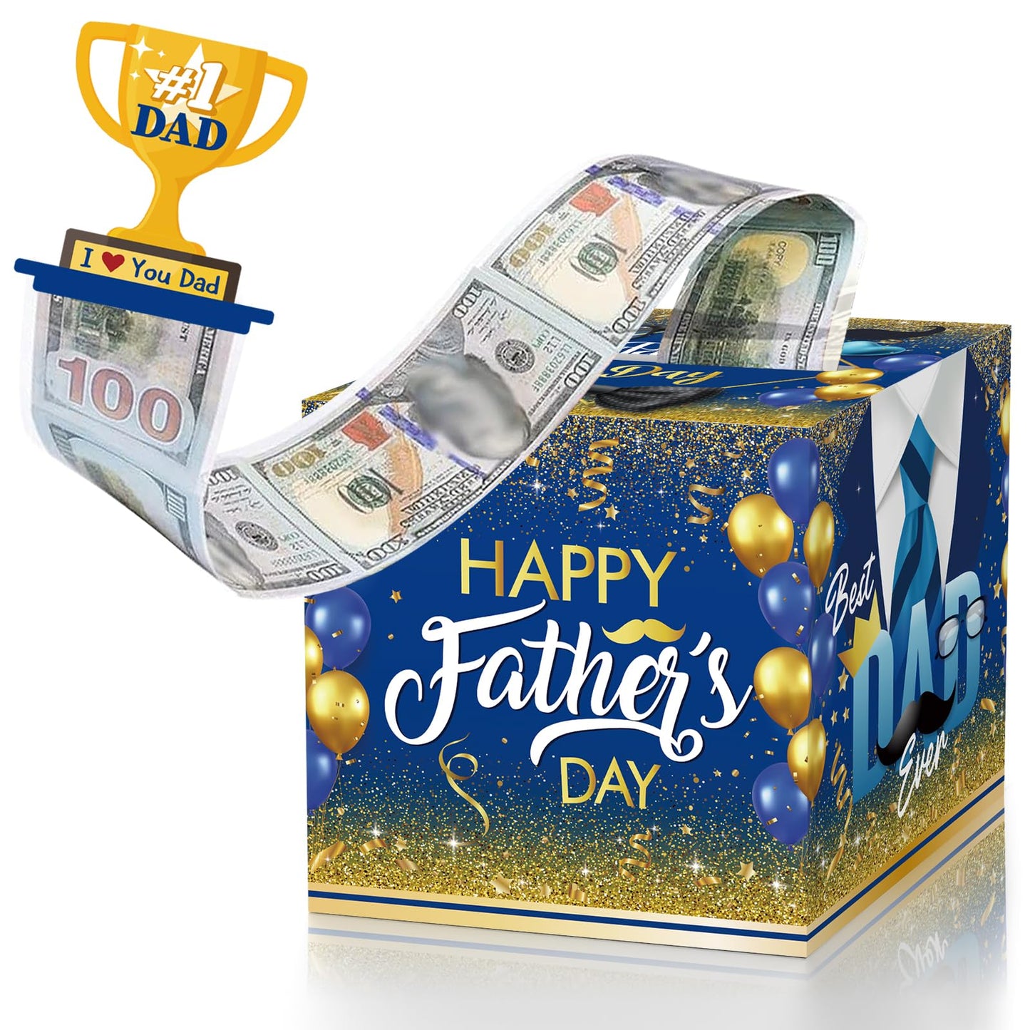 Fathers Day Money Box for Cash Gift Pull, Money Pull Box Gift Best Dad Ever Surprise, Funny Fathers Day Money Pull Box, Happy Fa