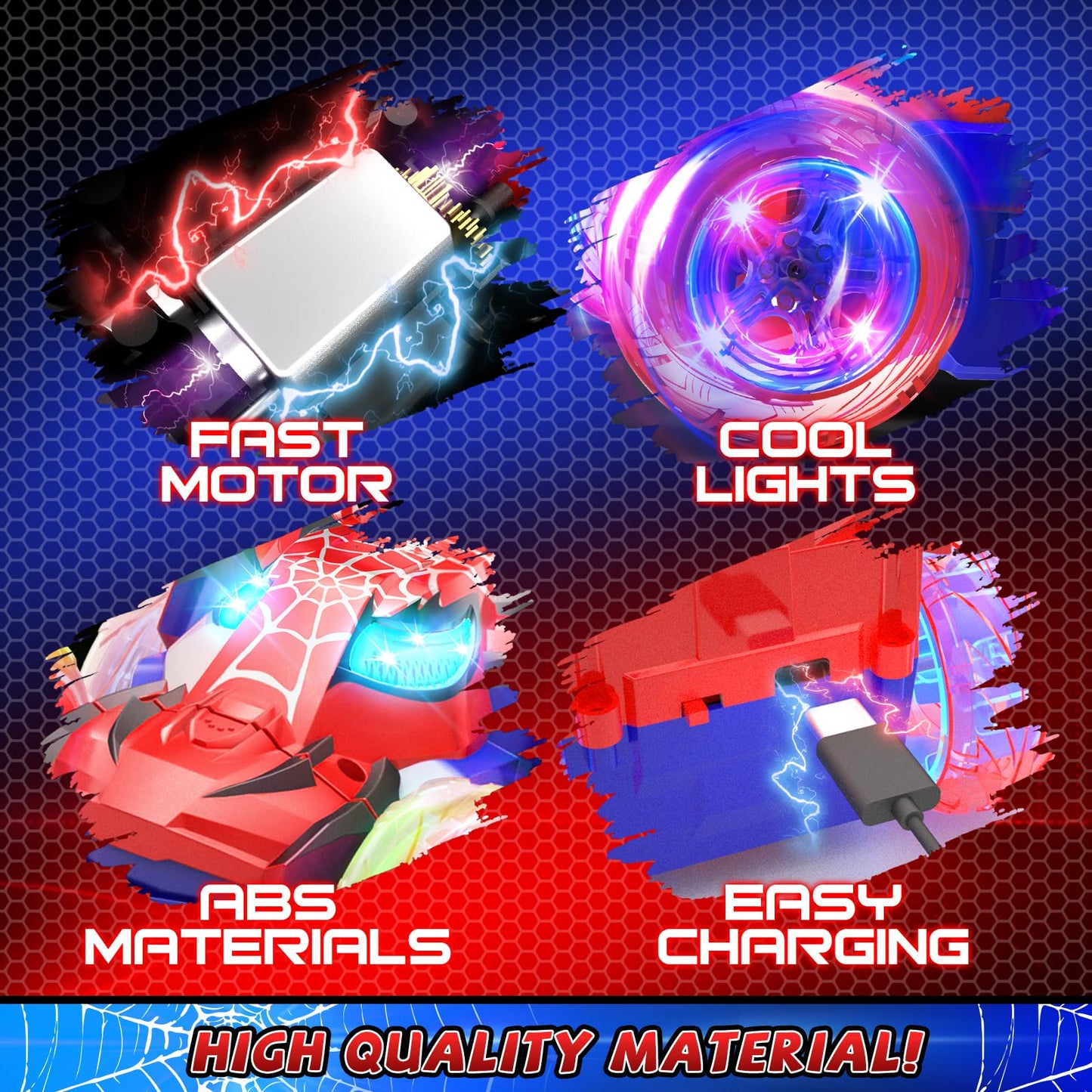 MIXSHAKE Remote Control Car for 3 4 5 6 7 8 Year Old Boys Girls, 360 Flips 4WD RC Cars with Cool Light, Type-C Easy Charging RC
