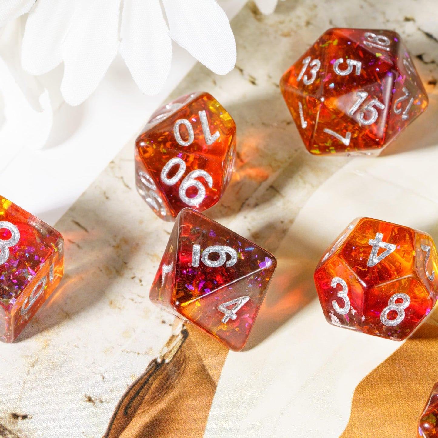 HDdais DND Dice Set, 7PCS Polyhedral Dice Set Filled with Colorful Foil for Dungeons and Dragons, D&D Dice for Role Playing Game