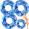 Motionchic Jumbo Float Tube 47.24 Inches Inflatable Pool Floats Large Pool Tube Tropical Leaves Inflatable Tube Blue White Pool
