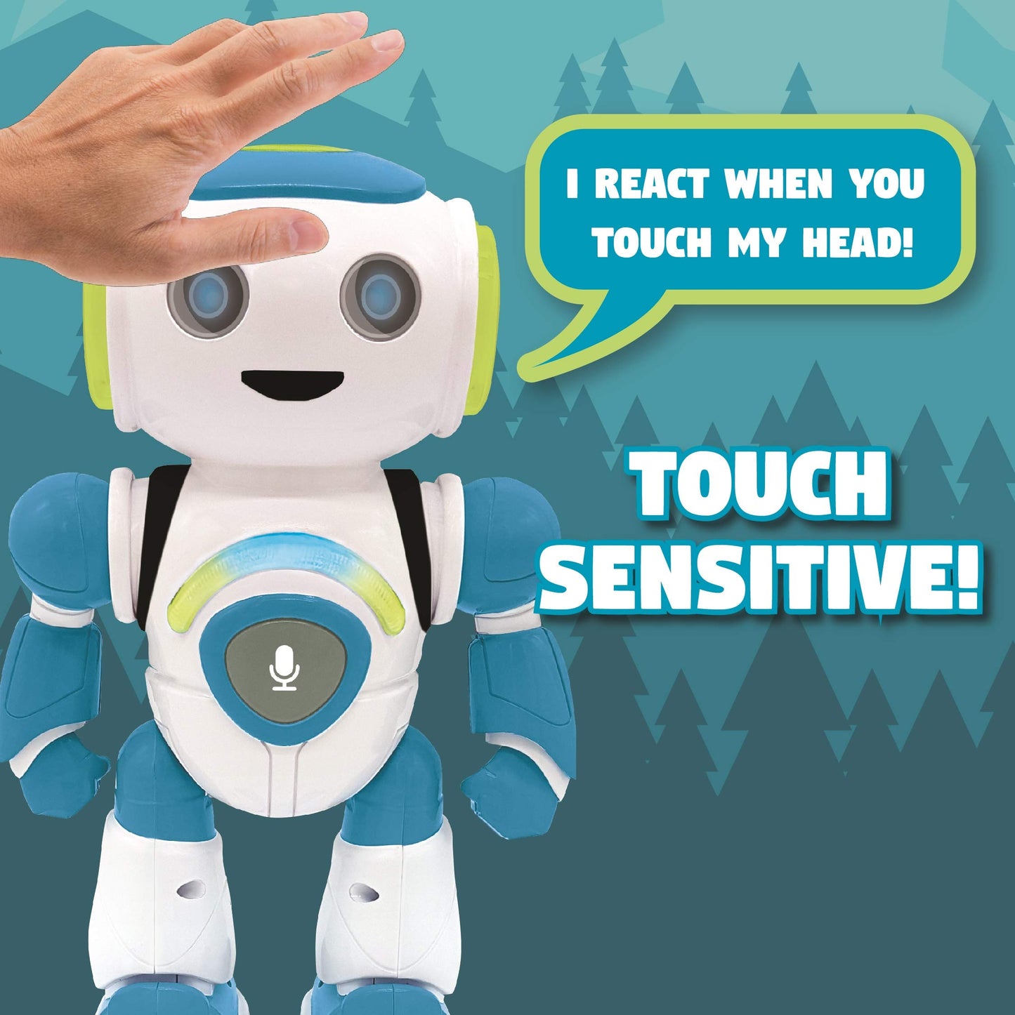 Lexibook - Powerman Jr. Smart Interactive Toy That Reads In The Mind Toy For Kids Dancing Plays Music Animal Quiz Stem Programmable Remote Control Boy Robot Junior Green/Blue - Rob20En