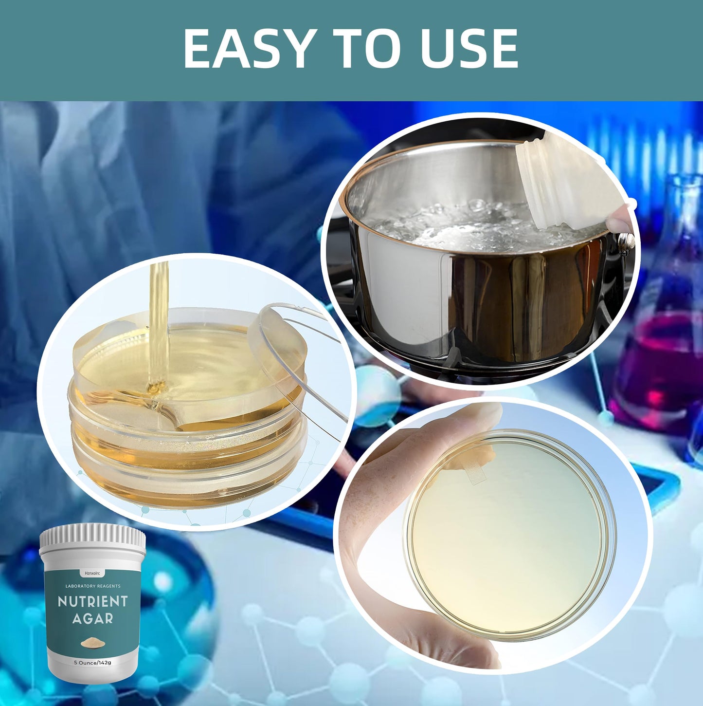142 Grams Nutrient Agar Powder, Makes Over 210 To 280 Agar Petri Dishes, Easy To Use, Suitable For Scientific Research, Educatio