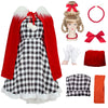 Xinxiaomeng 7PCS Cindy Lou Who Costume Kids Girls Christmas Costume Cindy Dress Cape Wig Christmas Elf Outfit Accessories