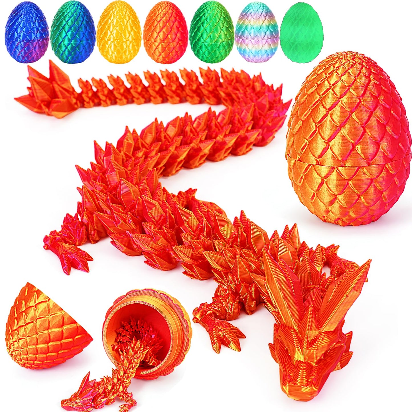 Tboline 3D Printed Dragon Egg,Dragon Eggs With Dragon Inside,Crystal Dragon Fidget Toys,Full Articulated Dragon Dragon In Egg,Ad
