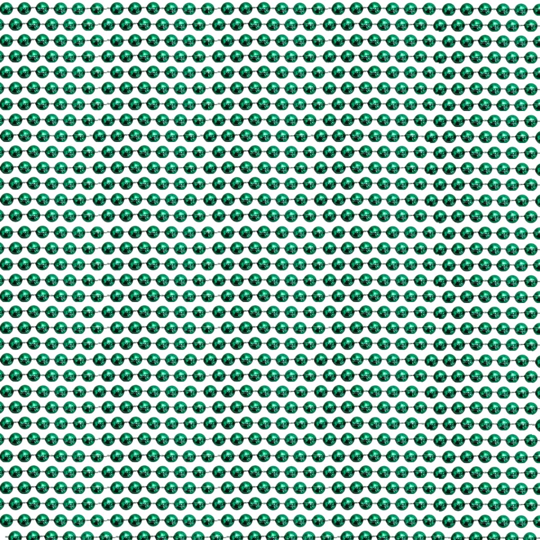 33 inch 07mm Round Metallic Green Mardi Gras Beads - 6 Dozen (72 Necklaces)