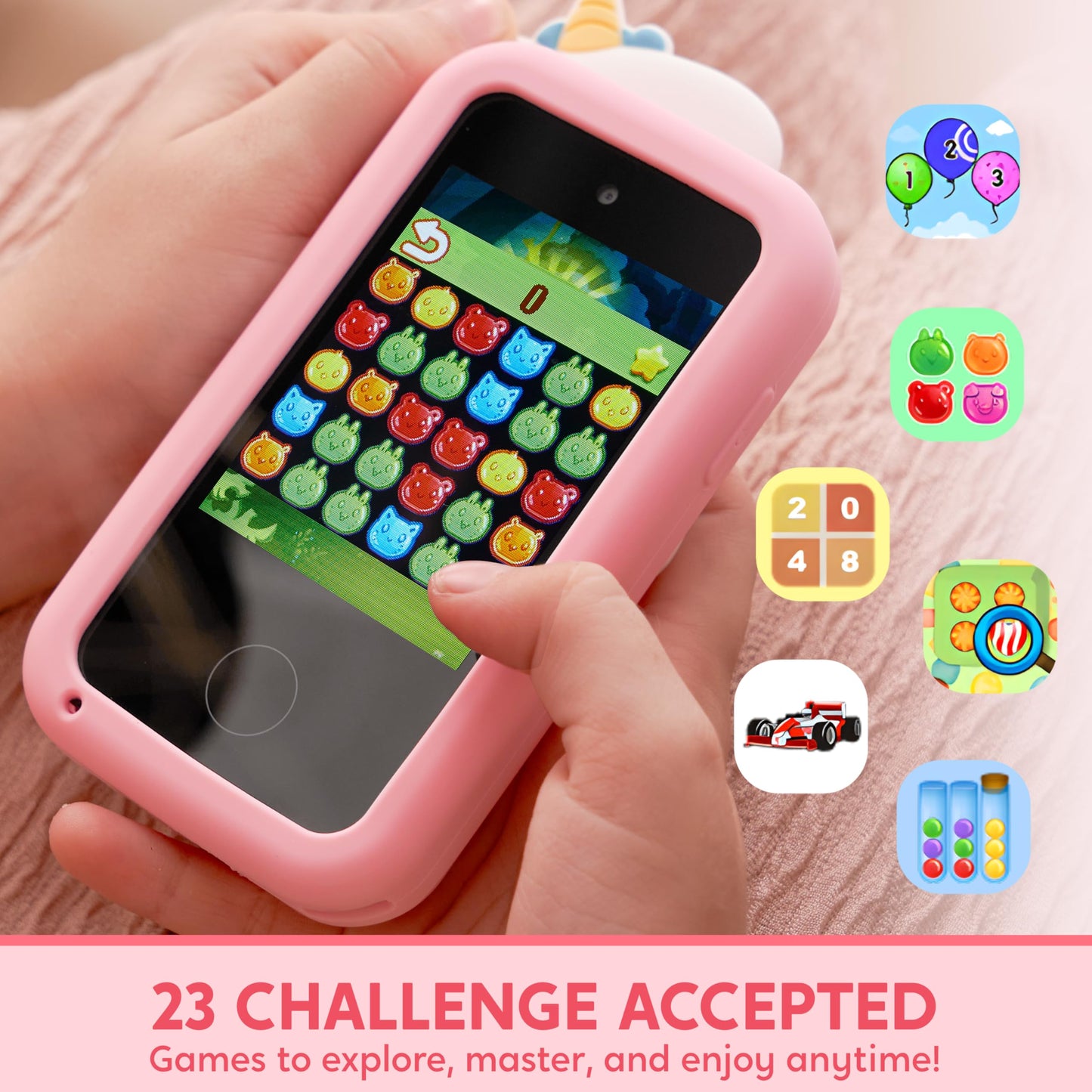 SYNCFUN Kids Smart Phone, Unicorn Christmas Birthday Gift for Girls Age 3 4 5 6 7 8 Year Old, Toddler Phone Toys with Dual Camer