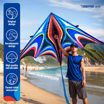 Sgftre Green Huge Delta Kite For Adults,The Ultimate Large, Easy To Fly Kite With String & Handle,Perfect For Family Outdoor Act