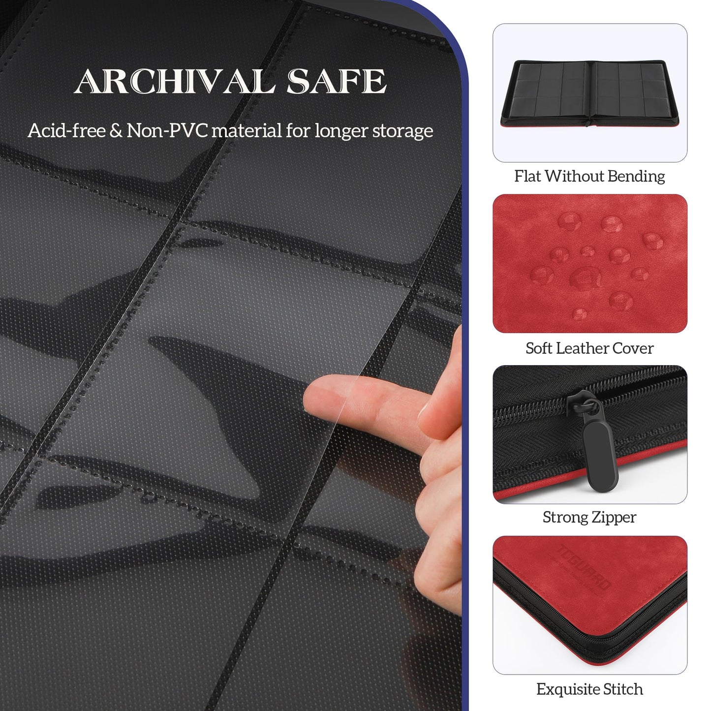 Trading Card Binder, 9 Side Loading Pocket Card Album Hold Up To 540 Cards, Zipper Binder For Cards Collection, Tcg Card Holder