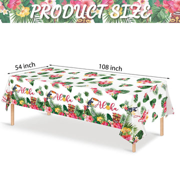 Breling Hawaiian Luau Tablecloths, 108 X 54 In Luau Decorationtropical Palm Leaves Table Cloth Hawaii Disposable Plastic Rectang