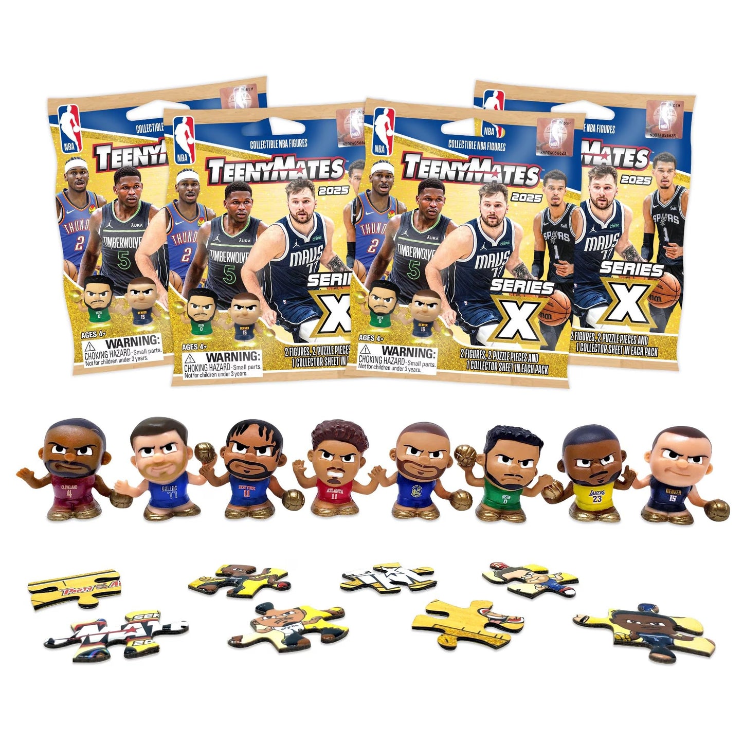 Teenymates Party Animal 2024 NBA Series (X) 10 Basketball Figures Gift Set Party Bundle, Lot of 4 Mystery Packs