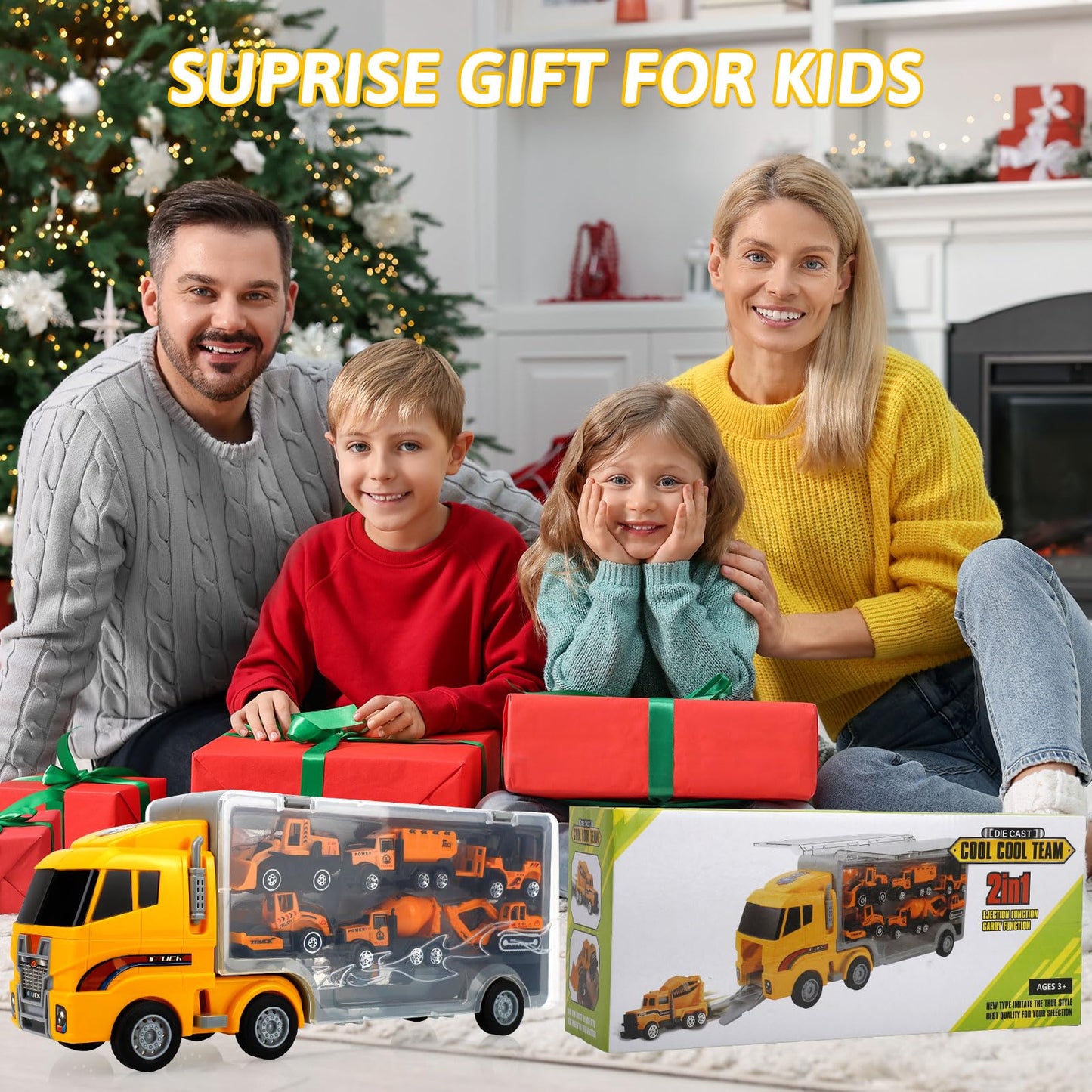 ALOTJOY Toys for Boys,25 Pcs Engineering Die-cast Construction Car Toddler Toys for 3 Year Old Boys Vehicles Gifts Kids Toys for