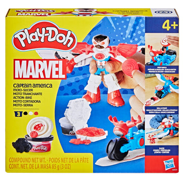 Play-Doh Marvel Captain America Moto-Slicer Playset with Bendy Action Figure, 3 Accessories, Imagination Toys for Kids 4 Years &