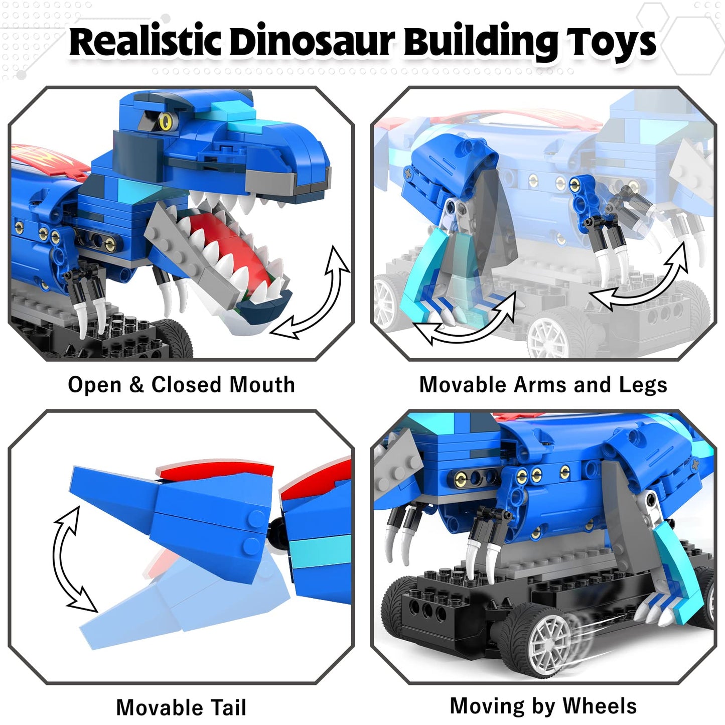 Yerloa Dinosaur Toys For Boys Age 8-12 5-7 6-7, Jurassic Building Kits For Kids 6 7 8 9 10 11 12 + Year Old, 343 Pcs Remote Control Stem Projects Building Blocks Sets Educational Birthday Easter Gifts