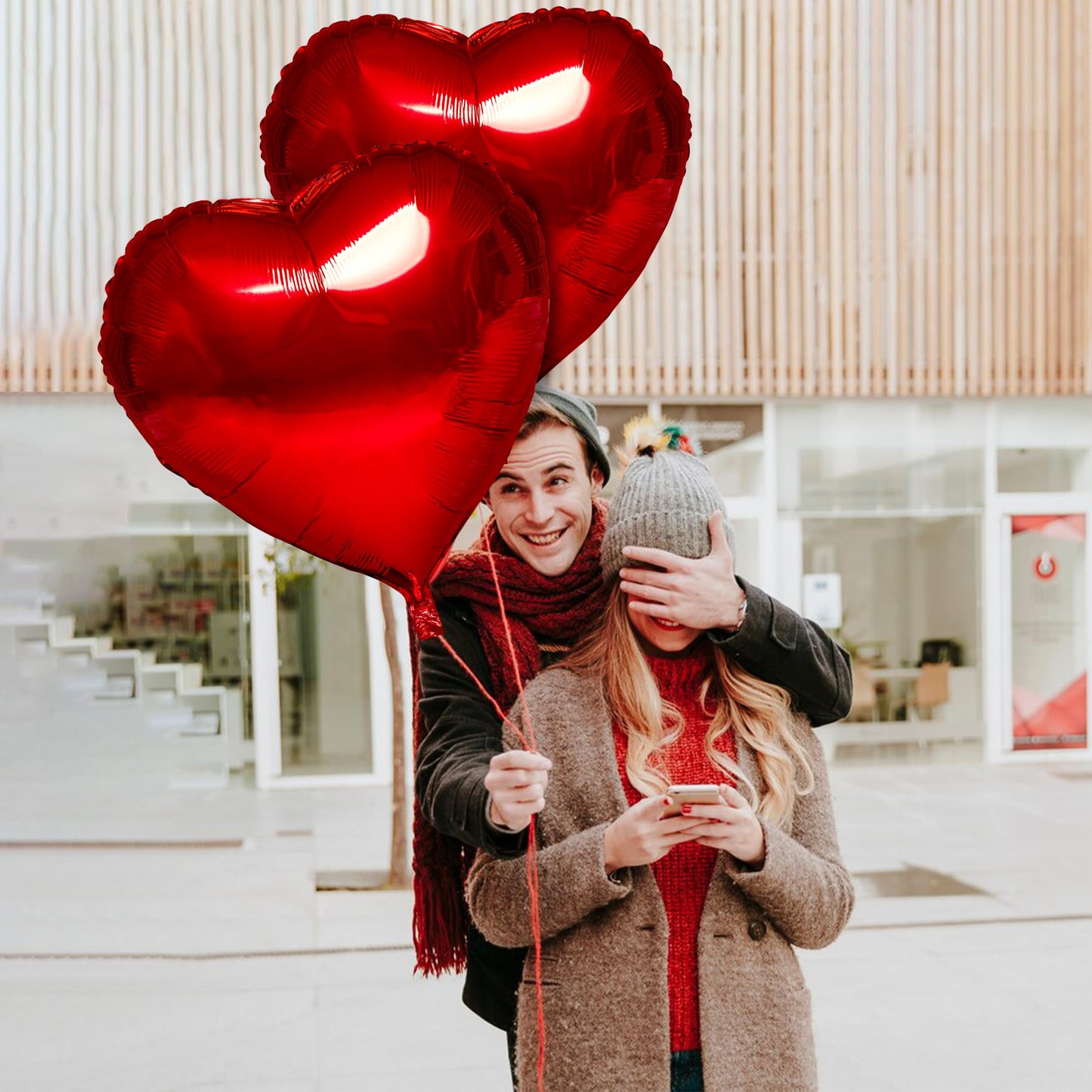 Red Heart Balloons- 4Pcs 32Inch Foil Heart Balloon, Valentine Day Balloons, Room Decorations Kit Party Props Decor Love Balloons Red Valentines Day Heart Balloons