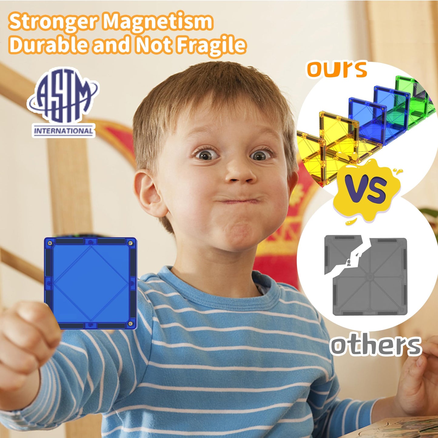 Magblock Magnetic Tiles Kids Toys, 120Pcs 3D Magnets Building Blocks Set Construction Educational Stem Toys, Magnet Tiles For Kids Stacking Blocks Learning Gifts For Toddlers Boys Girls