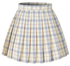 Girlss Short Pleated Plaid Costumes Skirt(Beige Dark Brown Mixed Blue,Medium)