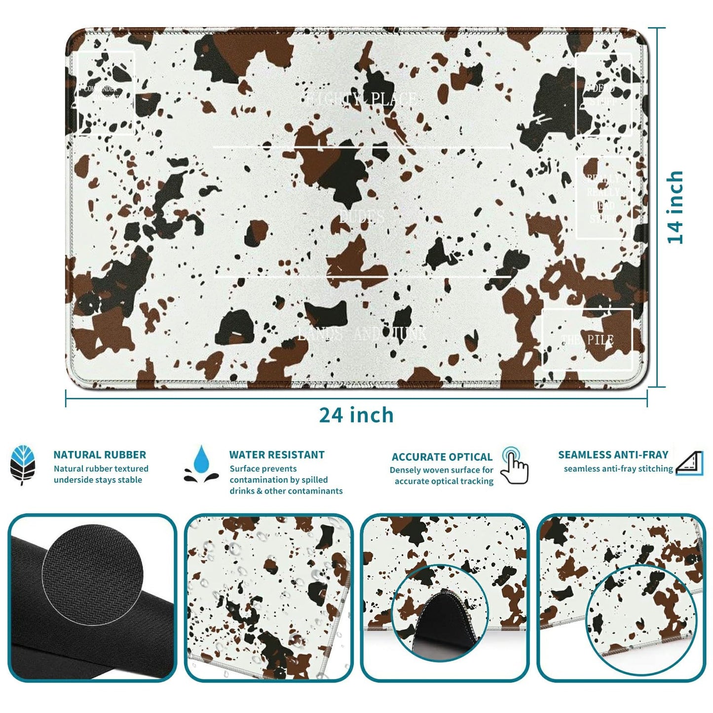 RWUTYTIUL Leopard Card Playmat 24 X 14 Inch with Tube Bag, Card Gameplay Desk Mats for Commander Deck MTG RPG CCG TCG Card Games