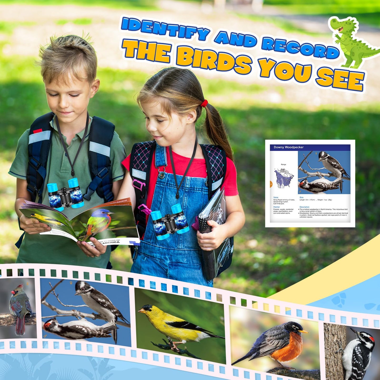 Dinosaur Binoculars Toys For Kids 3 4 5 6 Year Old Boys Girls Toddlers Blue Dino Binoculars Toys Bird Watching Outdoor Camping A