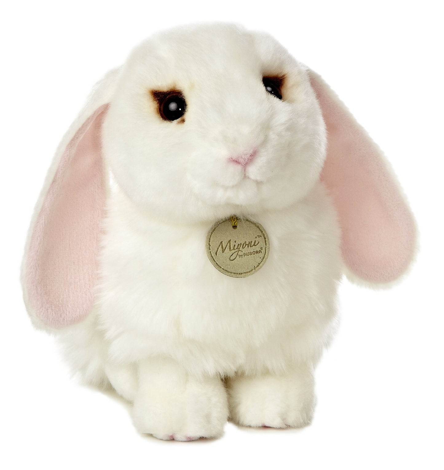 Aurora® Realistic Miyoni® Lop Eared Bunny Stuffed Animal - Lifelike Detail - Cherished Companionship - White 9 Inches