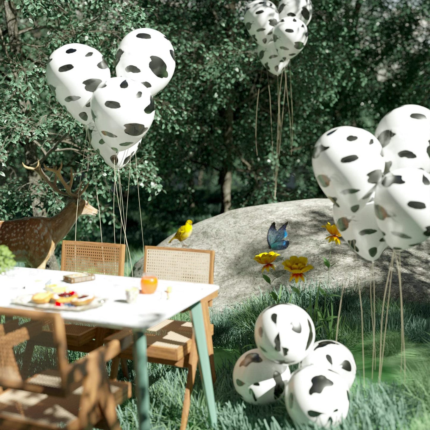 Lovestown 100 Pcs Cow Print Balloons, 12 Inch Cow Balloons Latex Balloons For Children Party Cowboy Theme Birthday Party Favor