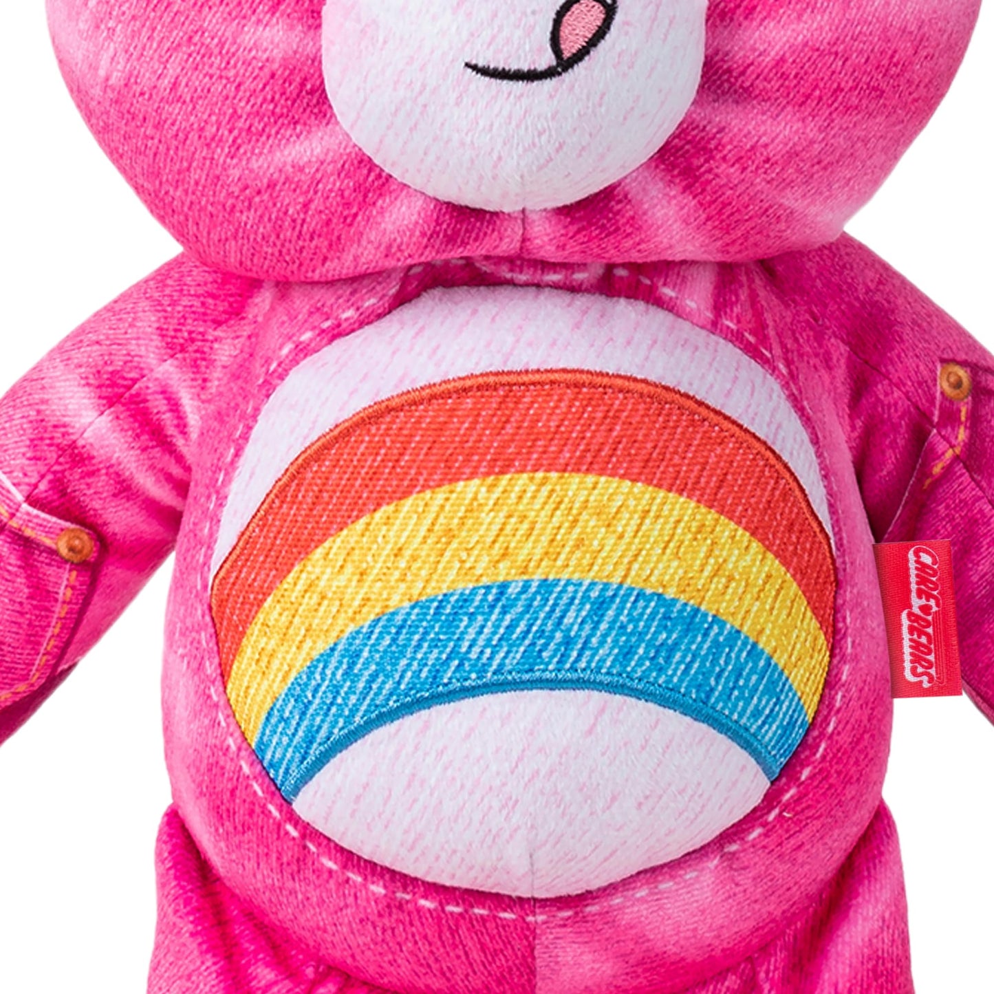 Care Bears 14 Cheer Bear Plush - New Denim Design, Soft Eco-Friendly Material, Multicolor Huggable Toy for Kids
