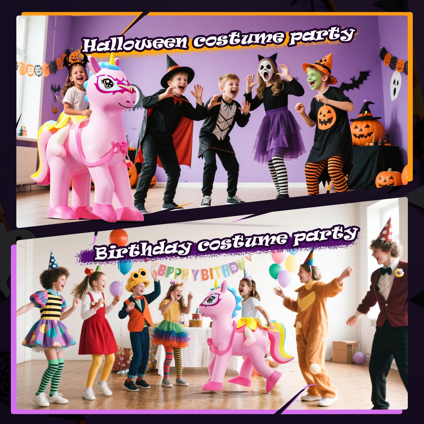 Skirfy Inflatable Unicorns Costume for Kids Riding on Unicorns Blows Up Costumes for Girls 6-8 8-10 Funny Halloween Parties Cosplay Dress Easter Thanksgiving Cosplay Events Party