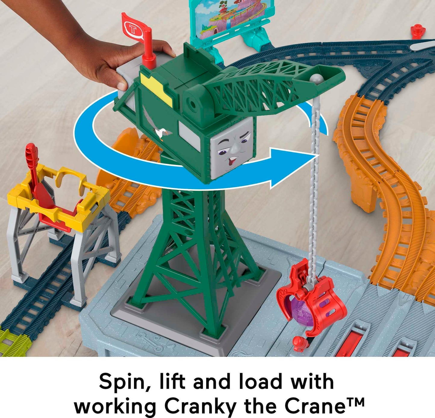 Thomas & Friends Motorized Toy Train Set, Talking Cranky Delivery With Track, Sounds & Phrases For Pretend Play Preschool Kids Ages 3+ Years