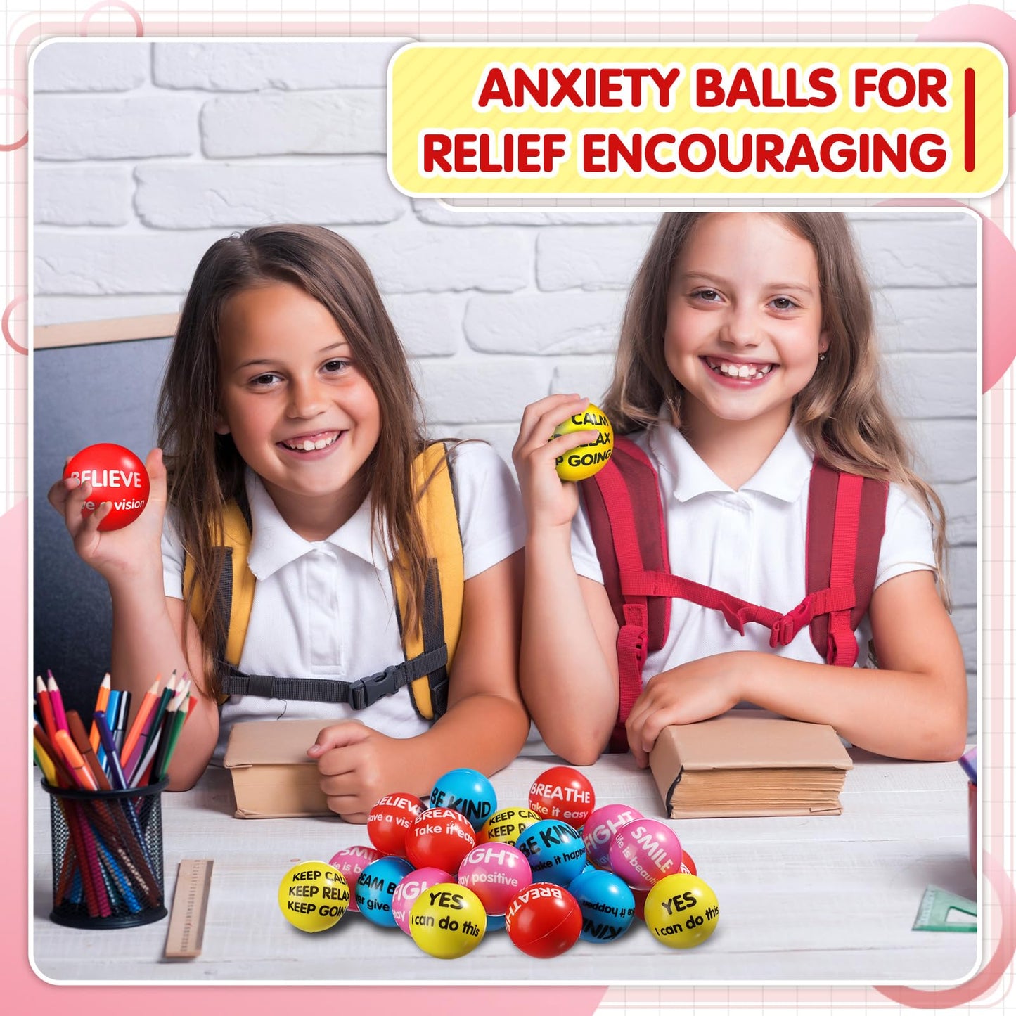 Liliful 48 Pieces Motivational Stress Balls Bulk for mature-themeds Fidget Toys End of The Year Gifts Inspirational Squeeze Balls Employee Appreciation Gift mature-themed Goodie Bag 2. 2 Inch(Morandi Color)