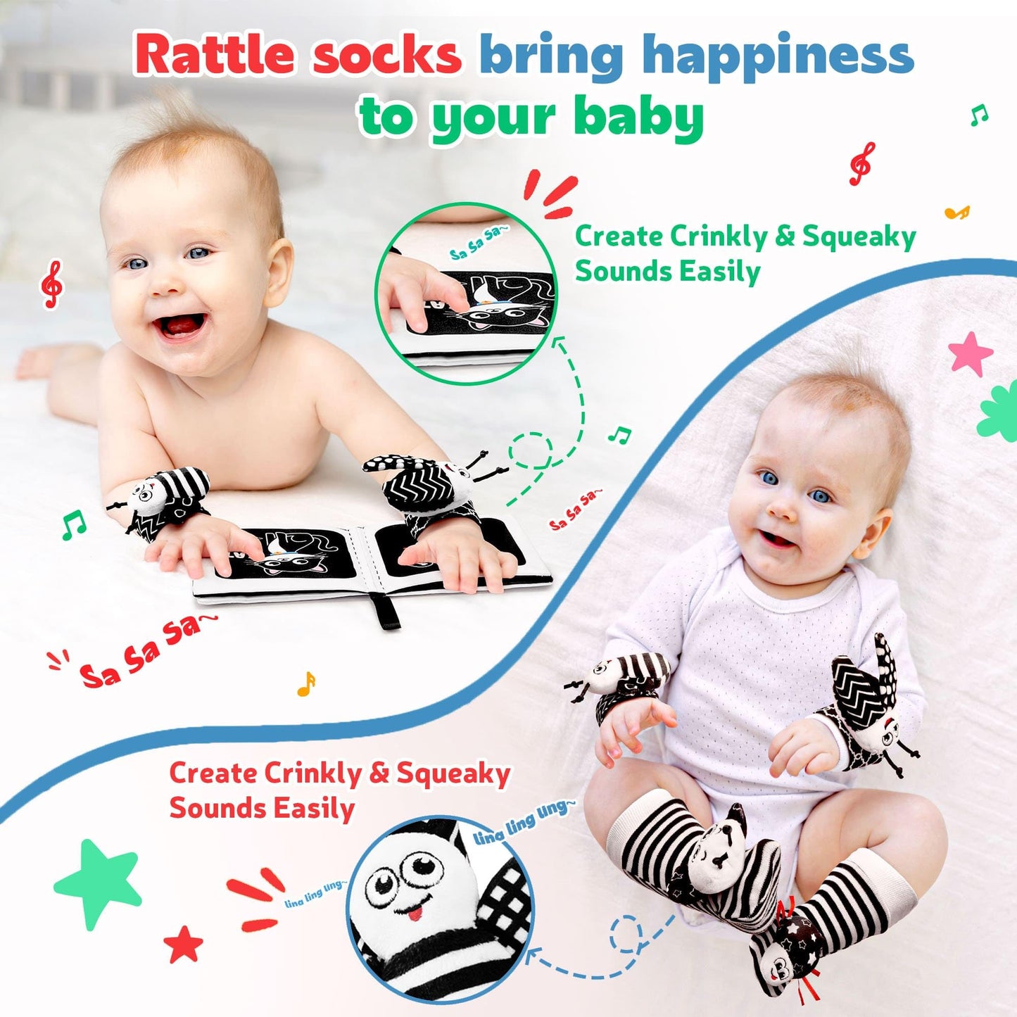 Baby Rattles Toys For 0-12 Month: Infant Toys 0-6 Months Baby Socks And Wrist Rattle Newborn Toys Baby Gifts For Boys And Girls