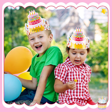 Outus 42 Pack Happy Birthday Crowns for Kids Classroom with Elastic Band for Teachers Students Kindergarten Party(Vivid Style)