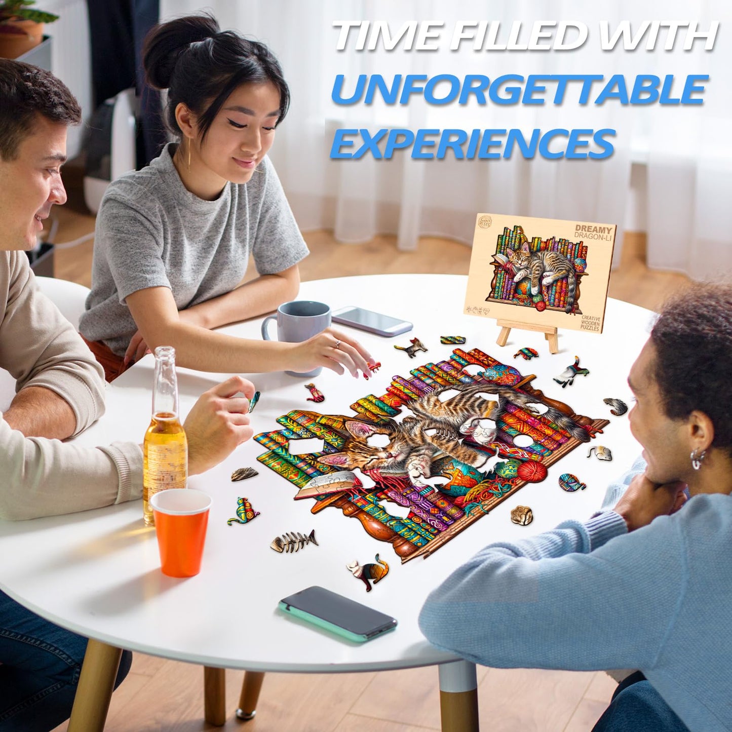 Wooden Puzzles For Adults, Cat Puzzles With Unique Animal Shapes, Wooden Jigsaw Puzzles With Wood Puzzle Box, Birthday Gifts For Women Men, Wood Adult Puzzles (L-13.4 * 10.8In 280Pcs)