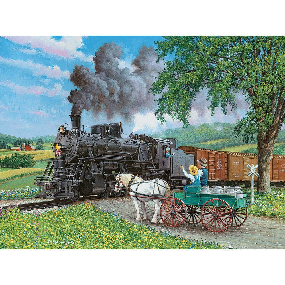 Bits And Pieces – Value Set Of Three 300 Piece Jigsaw Puzzles For Adults – Old Country Farm Town Jigsaw Puzzles By Artist John Sloane, Completed Puzzle Size: 16' X 20'