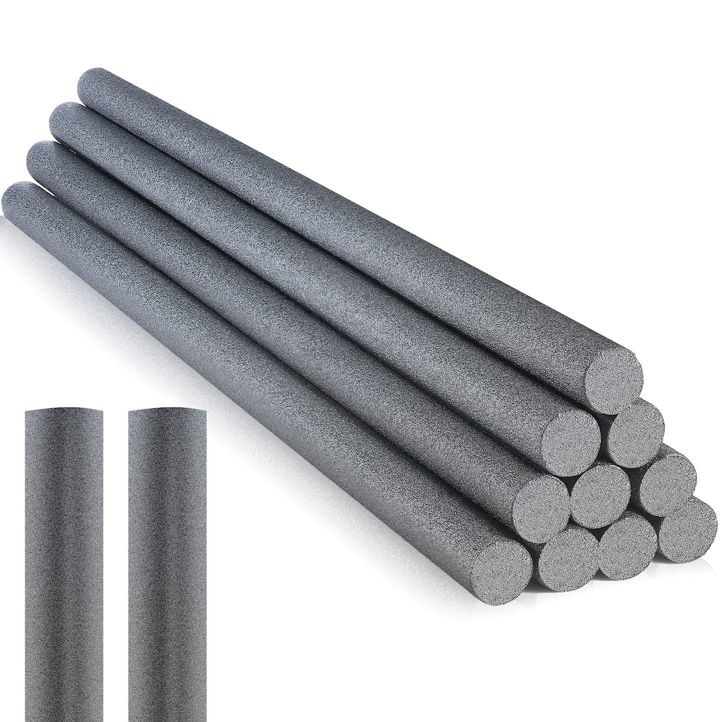 Kathfly 12 Pcs Floating Pool Noodles Foam Tube 1.5 X 35 Inches Floating Foam Tube Round Solid Noodle For Adults Swimming Craft Project(Ash Black)