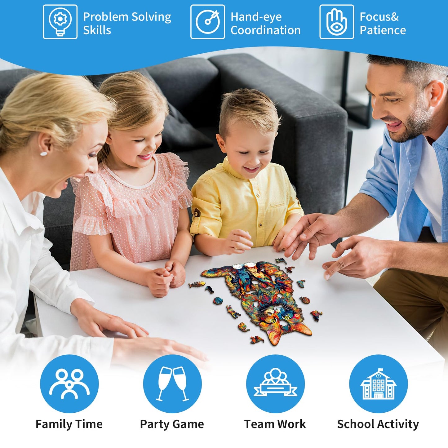 Woodemon Wooden Puzzles For Adults, Maine Coon Cat (L-300Pcs) Wooden Jigsaw Puzzles, Unique Shaped Animal Wood Puzzles, Wooden Animal Puzzles For Adults And Kids Family Christmas Puzzles 16.5*13.2In