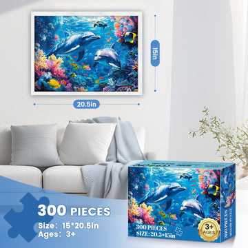 300 Piece Puzzles For Adults,Underwater World Jigsaw Puzzle For Adults Kids Seniors,Recycled Cardboard Large Piece Puzzle 300 Piece,Challenging Family Activity Great Gift For Family Friends 20.5*15 In