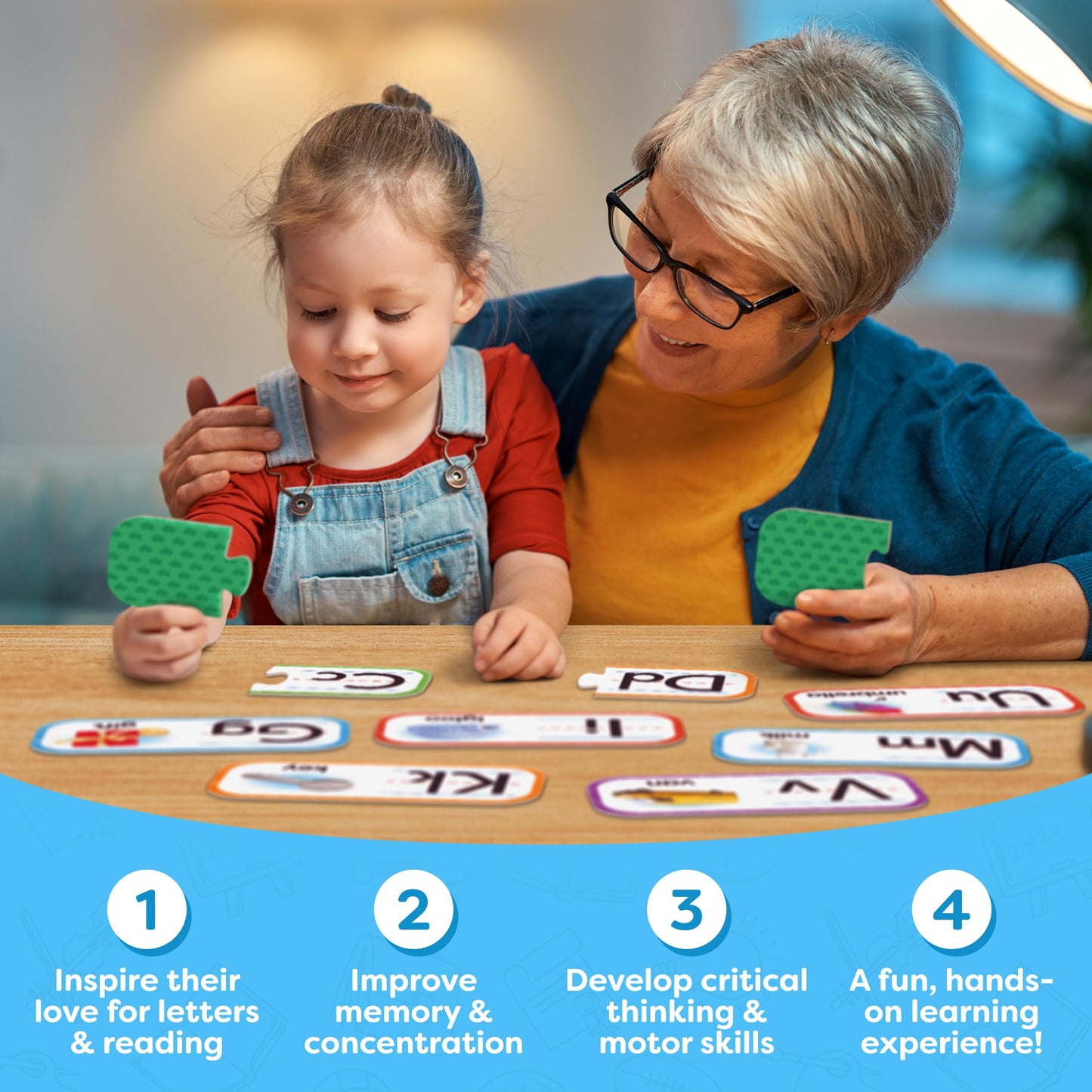Momo & Nashi Alphabet Puzzle Games - 26 Self-Correcting ABC Matching Game for Toddlers, Cardstock, Abc Puzzle Design
