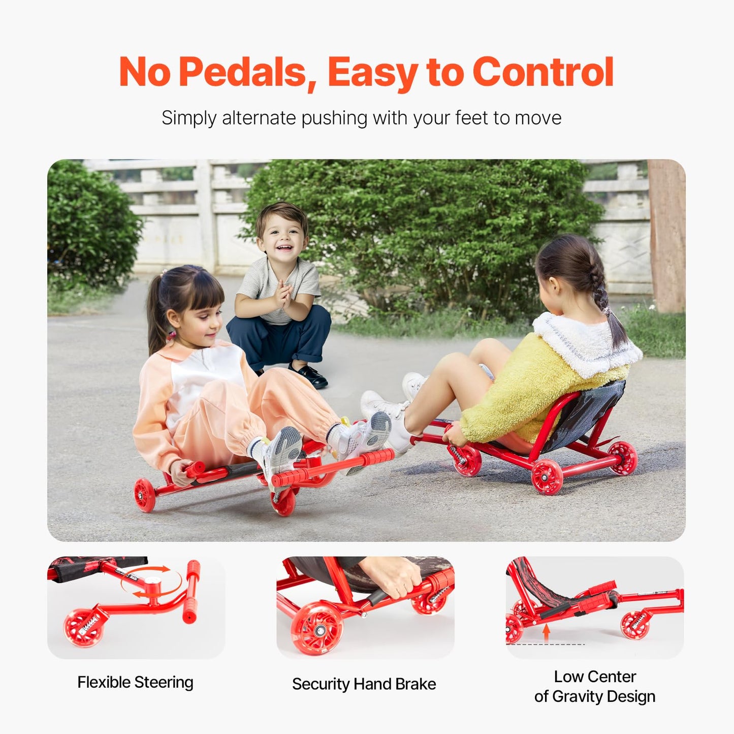 Vevor Ride On Scooter, Load Capacity Of 132 Lbs, Swing Side-To-Side For Amazing Ride Powered By Zig-Zag Motion, Ride On Drifting