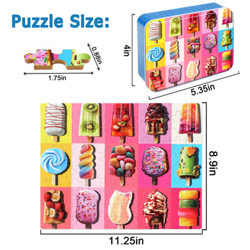 Lelemon Puzzles For Kids Ages 4-6,Popsicle Puzzle 100 Piece Puzzles For Kids In A Metal Box, Educational Kids Puzzles Jigsaw Puzzles 100 Piece Puzzle Games Puzzle Toys For Girls And Boys
