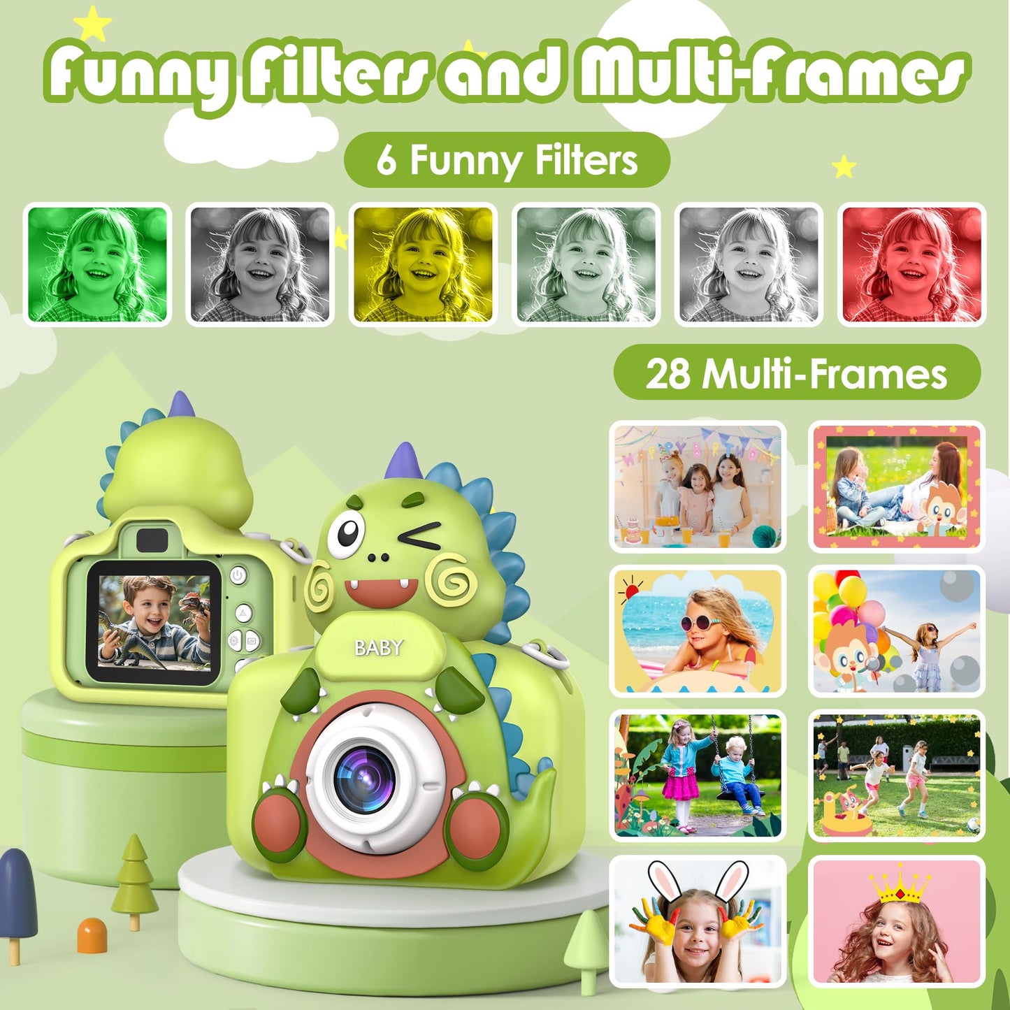 Bistfy Kids Camera 48Mp And 1080P Hd Digital Selfie Video Camera For Kids Age 3-12 Year Old Boys And Girls, Ips Screen With 32Gb