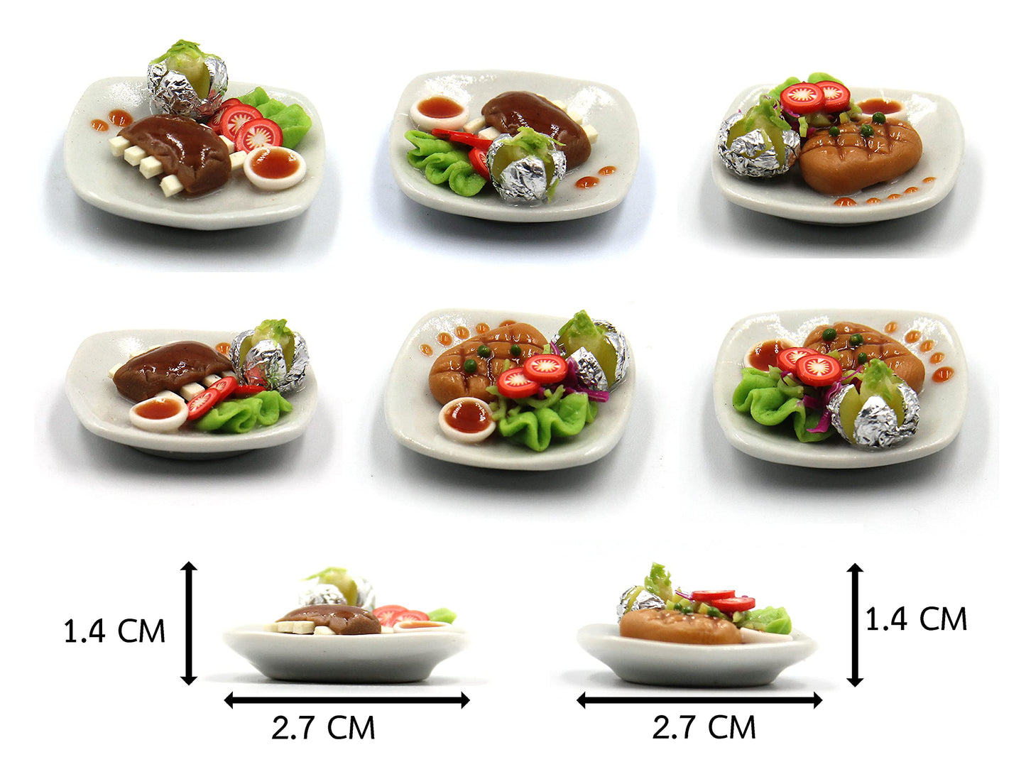 Mixed 10 Assorted Breakfast Set - Miniature Food, Tiny Food for Decoration Dollhouse, Doll House, Diorama (scale 1:24, 1/24)