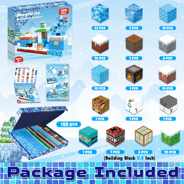 Magnetic Blocks - 100Pcs Magnetic Building Blocks Glacier Castle, Stem Montessori Sensory Toys For Toddlers Kids Boys Girls Ages